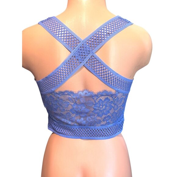 Free People Blue Sitting Pretty Lace Brami Bralette Medium Bra - Picture 5 of 10